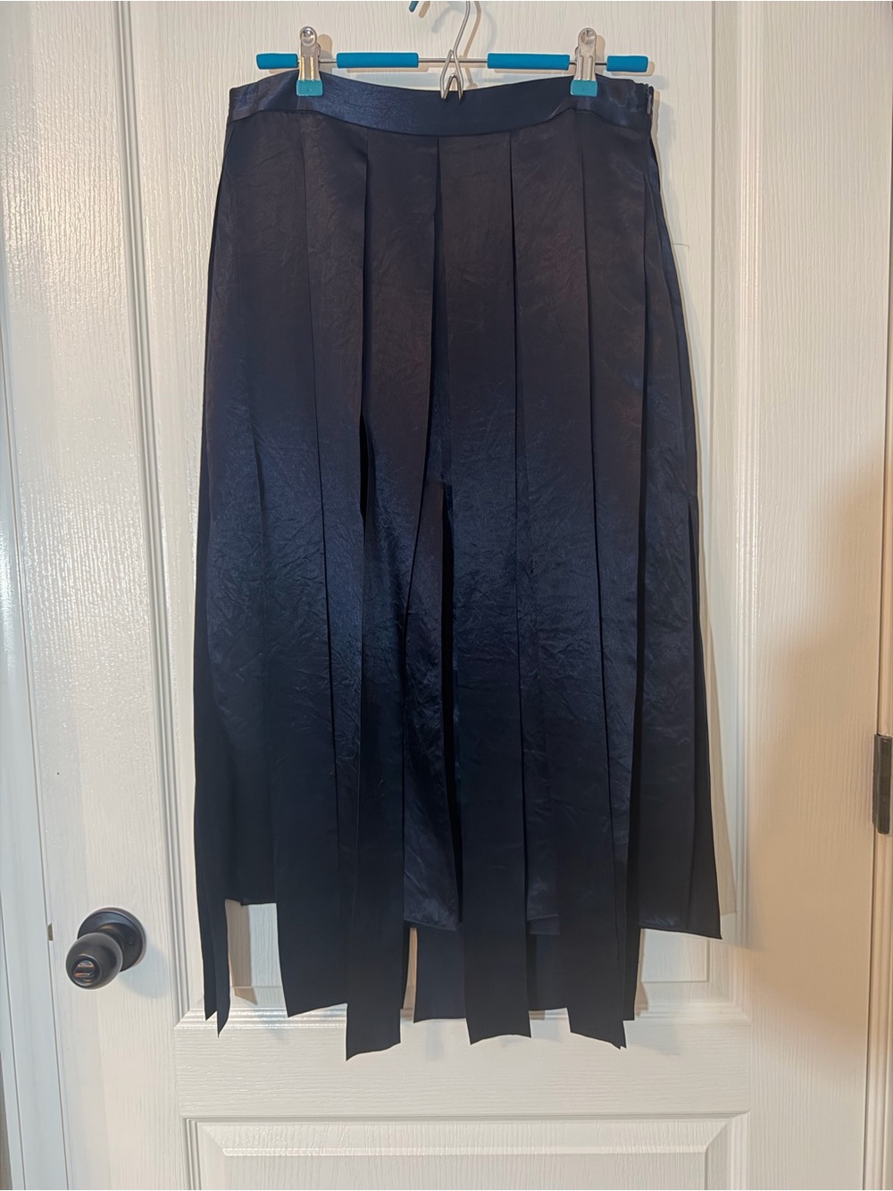 Zara NWT Dark Navy Pleated Midi Skirt -Size Medium